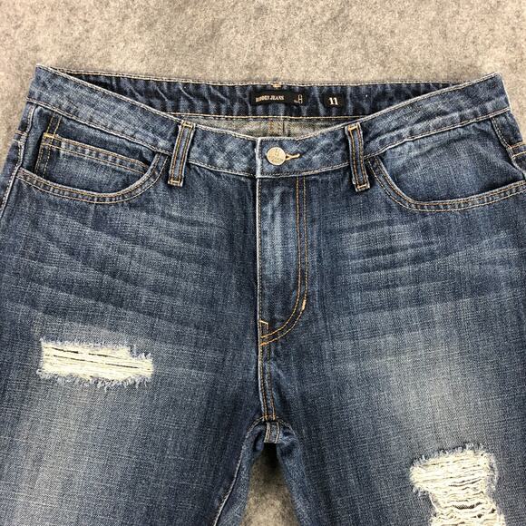Hidden Women Jeans 11 Cropped Straight High Rise Medium Wash Distressed USA Made - Picture 5 of 13